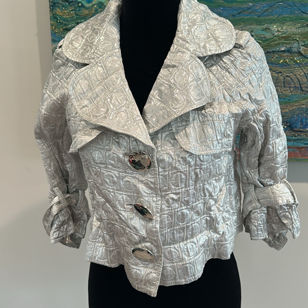 Cache Silver Metallic Jacket Bolero - image 2